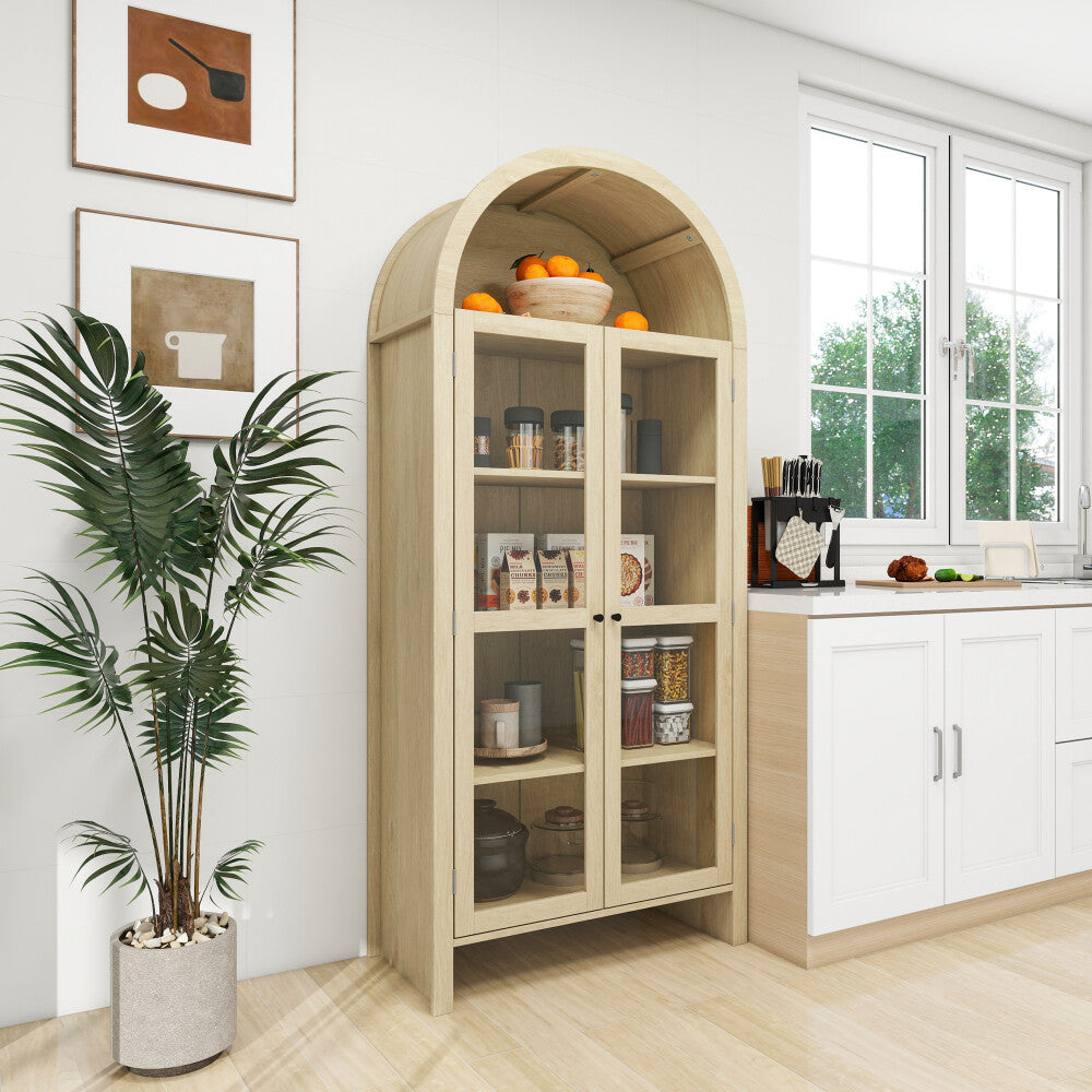 ya 28 Tall Arched 70.28 Modern Farmhouse Wood Pantry - Adjustable Shelves