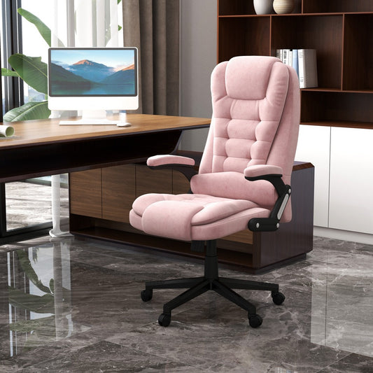 ya 16 6 Point Pink Vibrating Massage Office Chair (Heat) - Velvet High Back, Reclining
