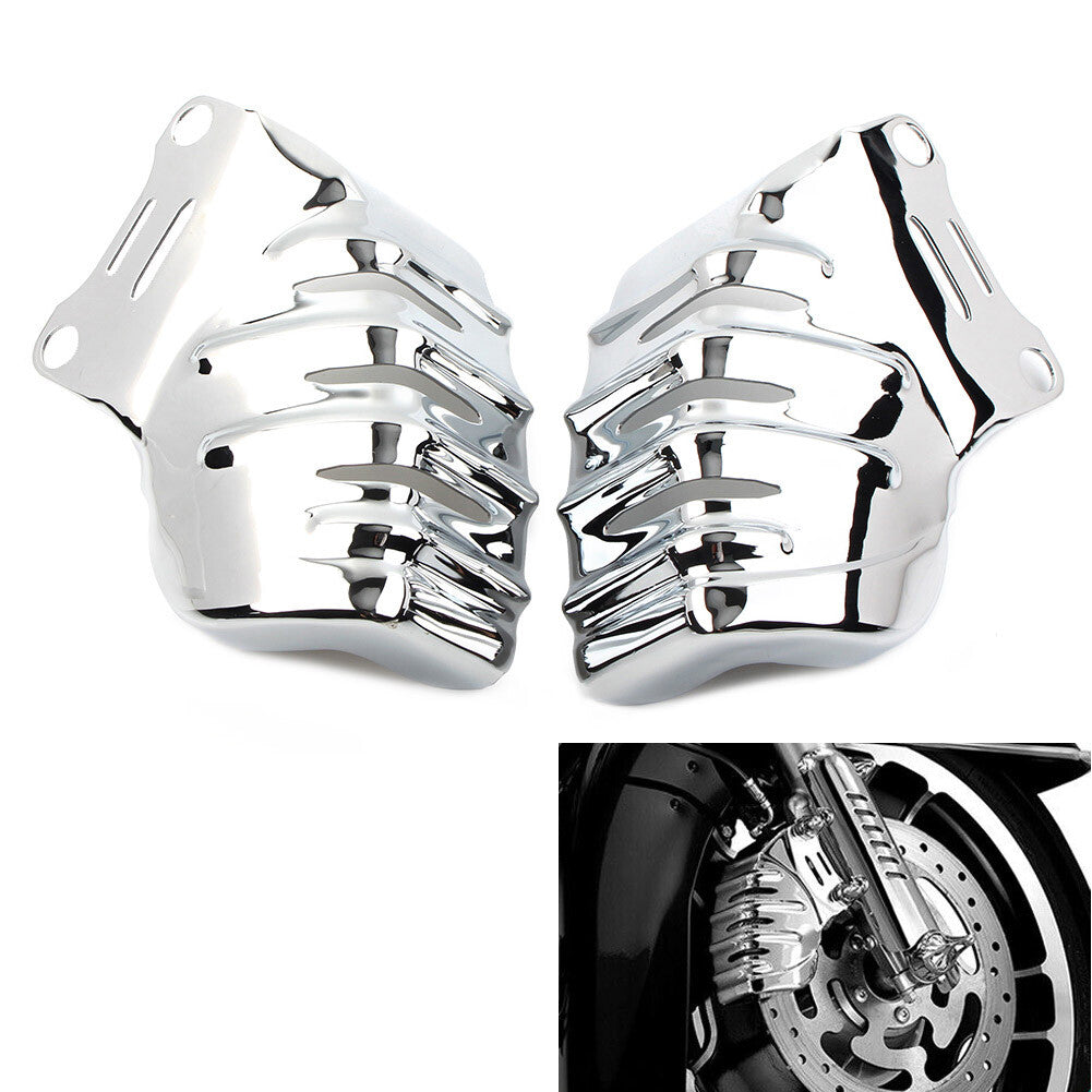ya 4 6.17.2 Chrome Front Brake Caliper Screen Insert Covers for Harley Touring Road Glide