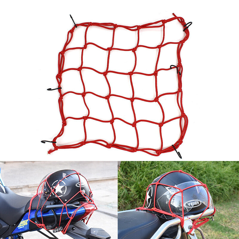 ya 12 5.21 40*40CM Motorcycle Elasticated Luggag Cargo Net Strong Webbing Straps Tie Red