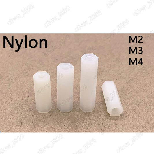 M2 M3 M4 Female-Female White Nylon Hex Column Standoff Support Spacer Pillar