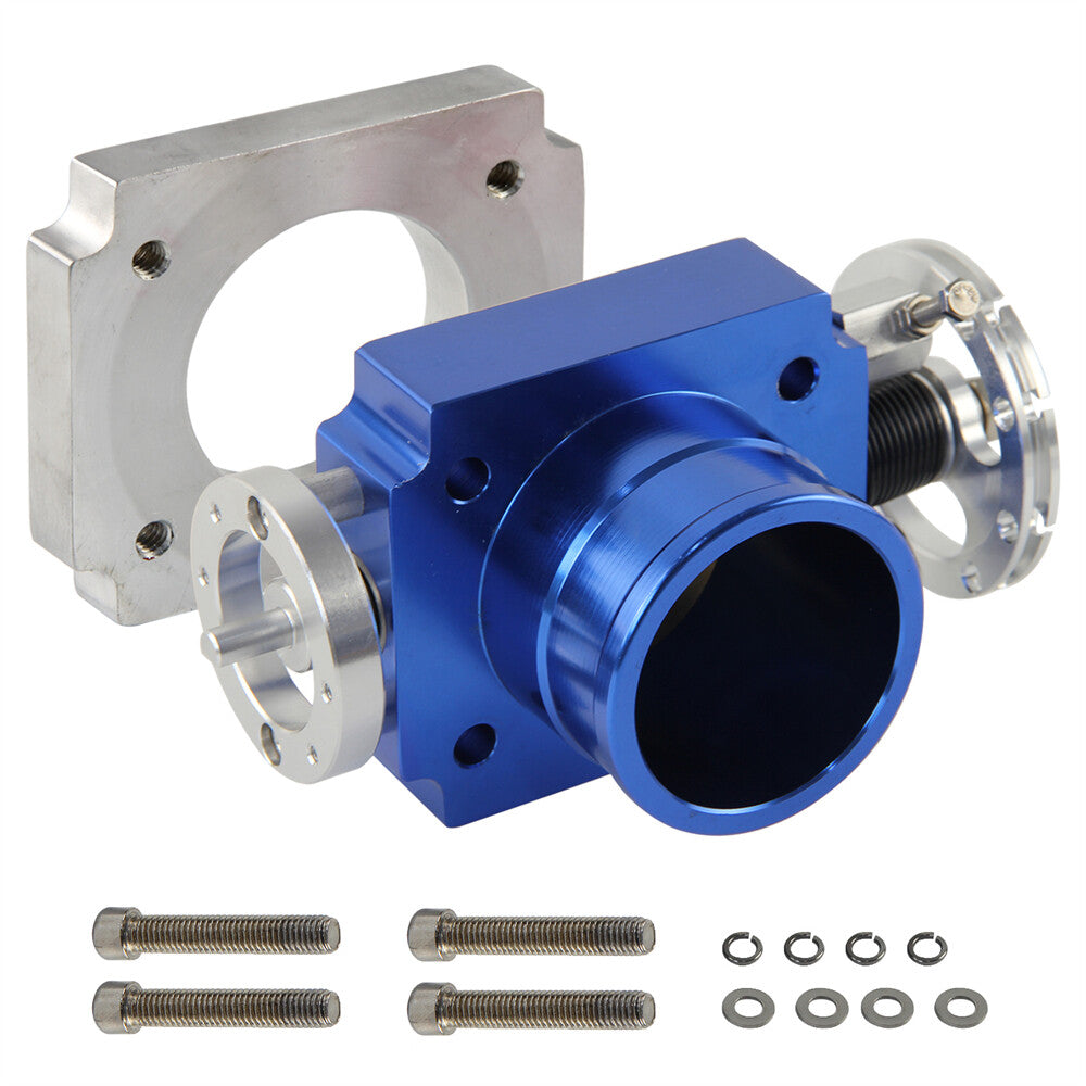 ya 27 7.20 60mm Universal Aluminum Throttle Body VQ35TPS Intake Manifold Billet Blue