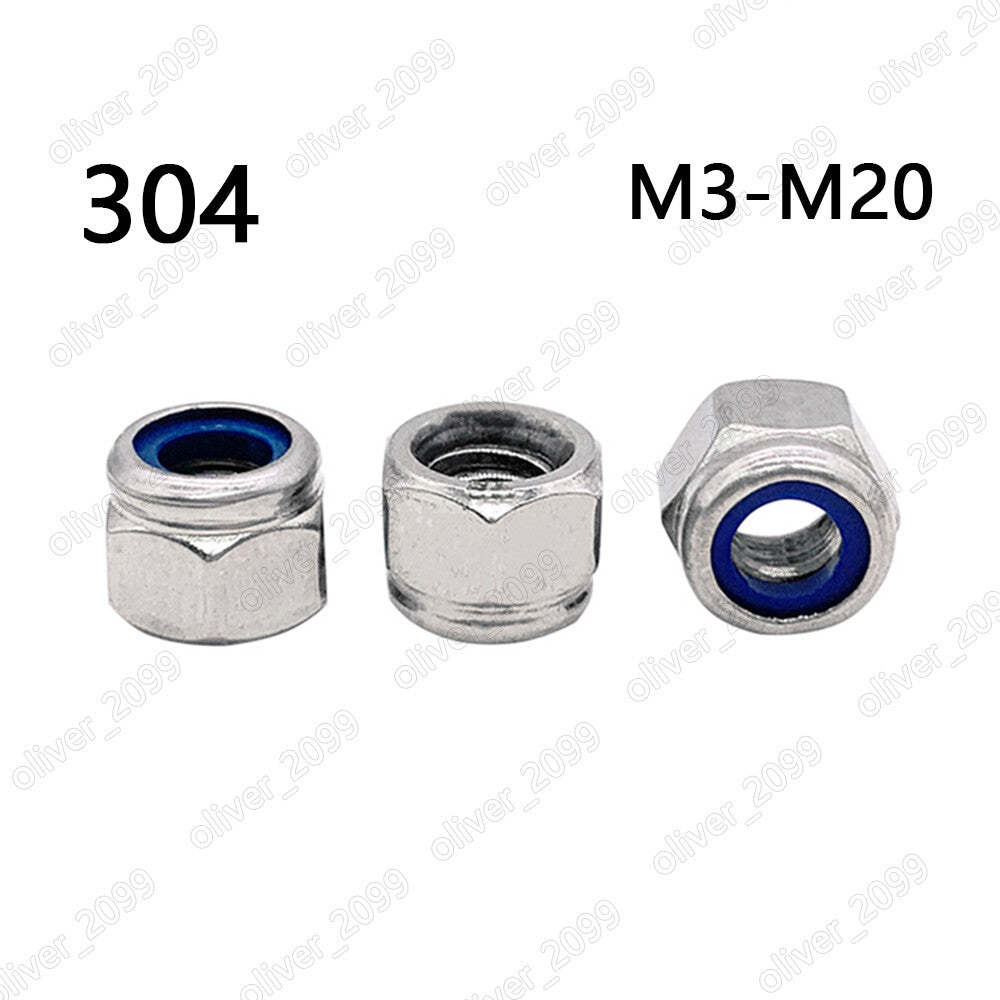 304 Stainless Steel Prevailing Torque Type Hexagon Nuts With Nonmetallic Insert