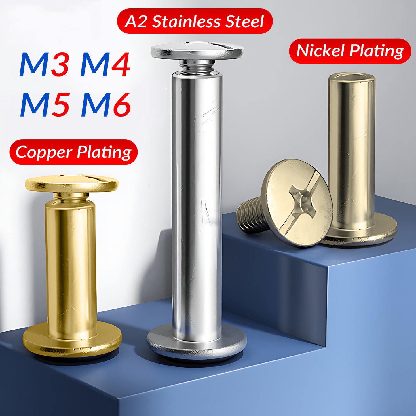 M3 M4 M5 M6 Chicago Bookbinding Screws Rivet Stud Binding Post Binder Documents