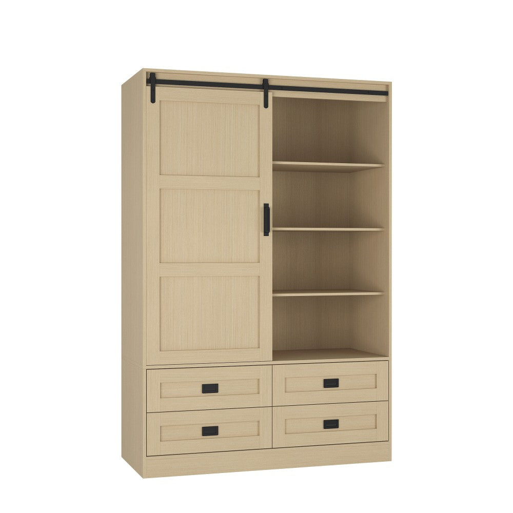ya 28 Tall Bedroom Armoire Wood Wardrobe ÿ Open Shelves, Clothing Storage Cabinet
