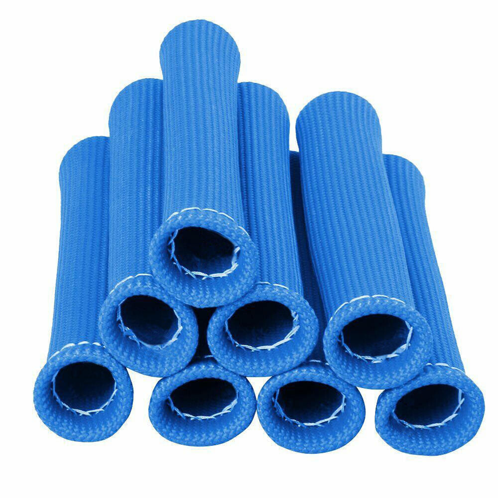 ya 5 8.7 for Ford 8PCS Blue High Temp Spark Plug Wire Boot Heat Shield Blanket Header