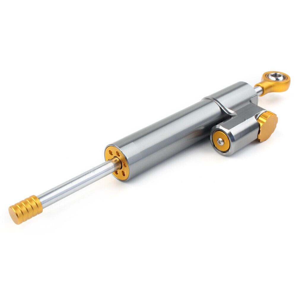 ya 5 8.7 9.4 inch Motorcycle Adjustable Steering Damper Gray Gold Universal