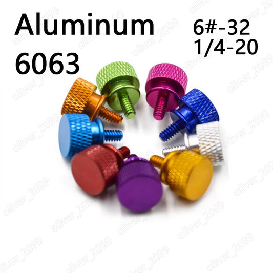Colorful Aluminum 6063 Knurled Thumb Screws For Computer Case 6# 1/4