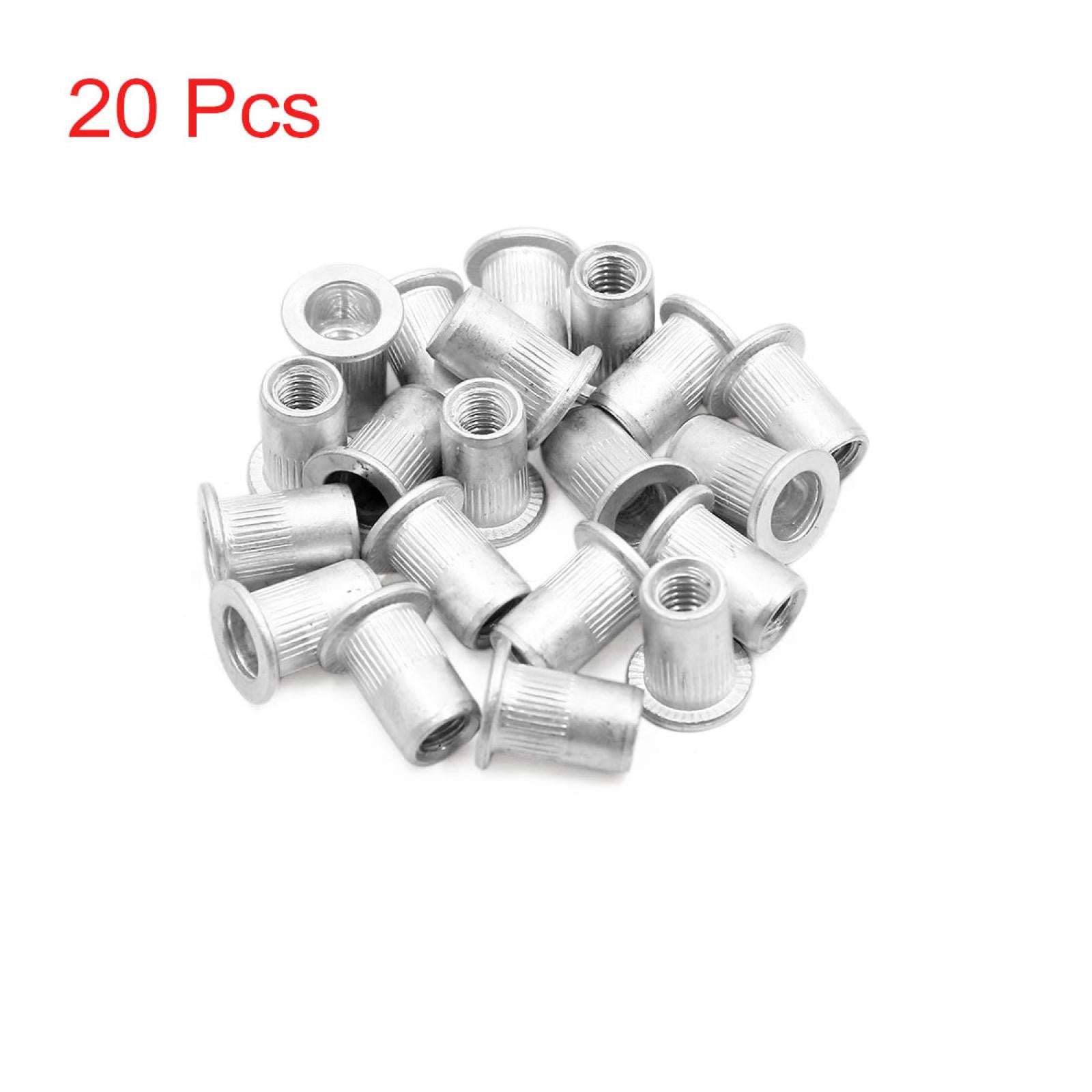 ya 2 7.15 20pcs M6 Silver Tone Flat Head Rivet Nut Insert for Car Vehicle