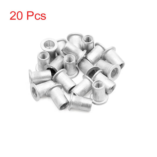 ya 2 7.15 20pcs M6 Silver Tone Flat Head Rivet Nut Insert for Car Vehicle