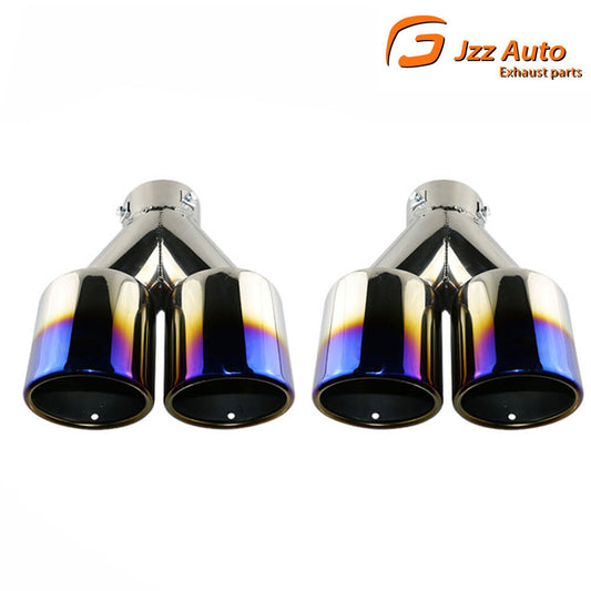 ya 4 6.17.2 Universal 3'' Inlet 4'' outlet Tips End Dual Muffler Tip Burnt Blue End