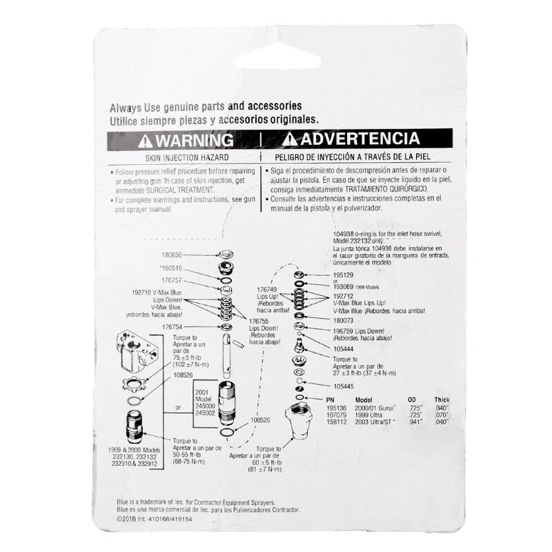 ya 26 Repair Packing 244194 Fit For Sprayer 390 395 490 495 595 Spay Tool