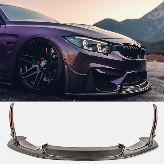 ya 11 10.28 For 15-19 F80 M3 F82 F83 M4 LPT Style Carbon Fiber Front Bumper Lip Splitte