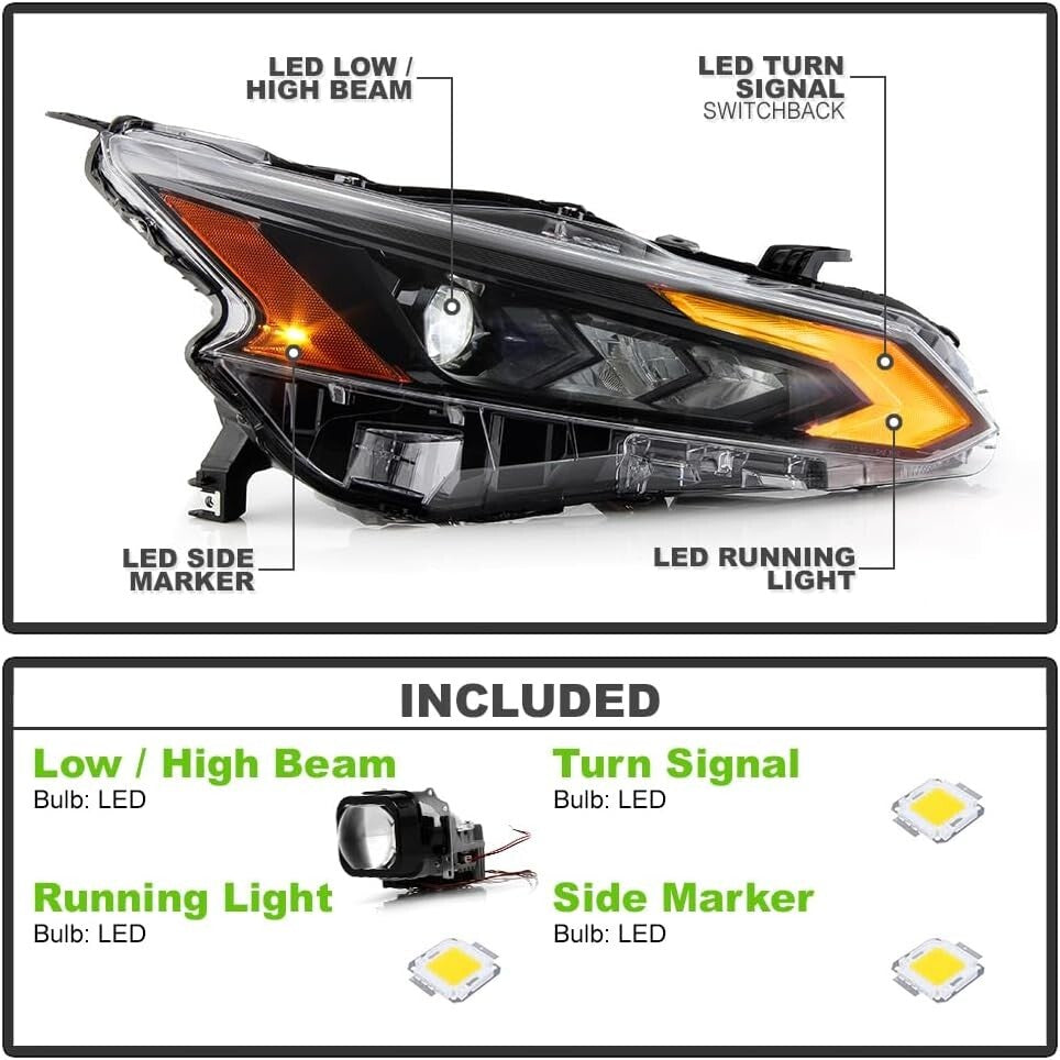 ya 10 10.28 Full LED Projector Headlight For 2023-2024 Altima Headlamp Passenger Side n