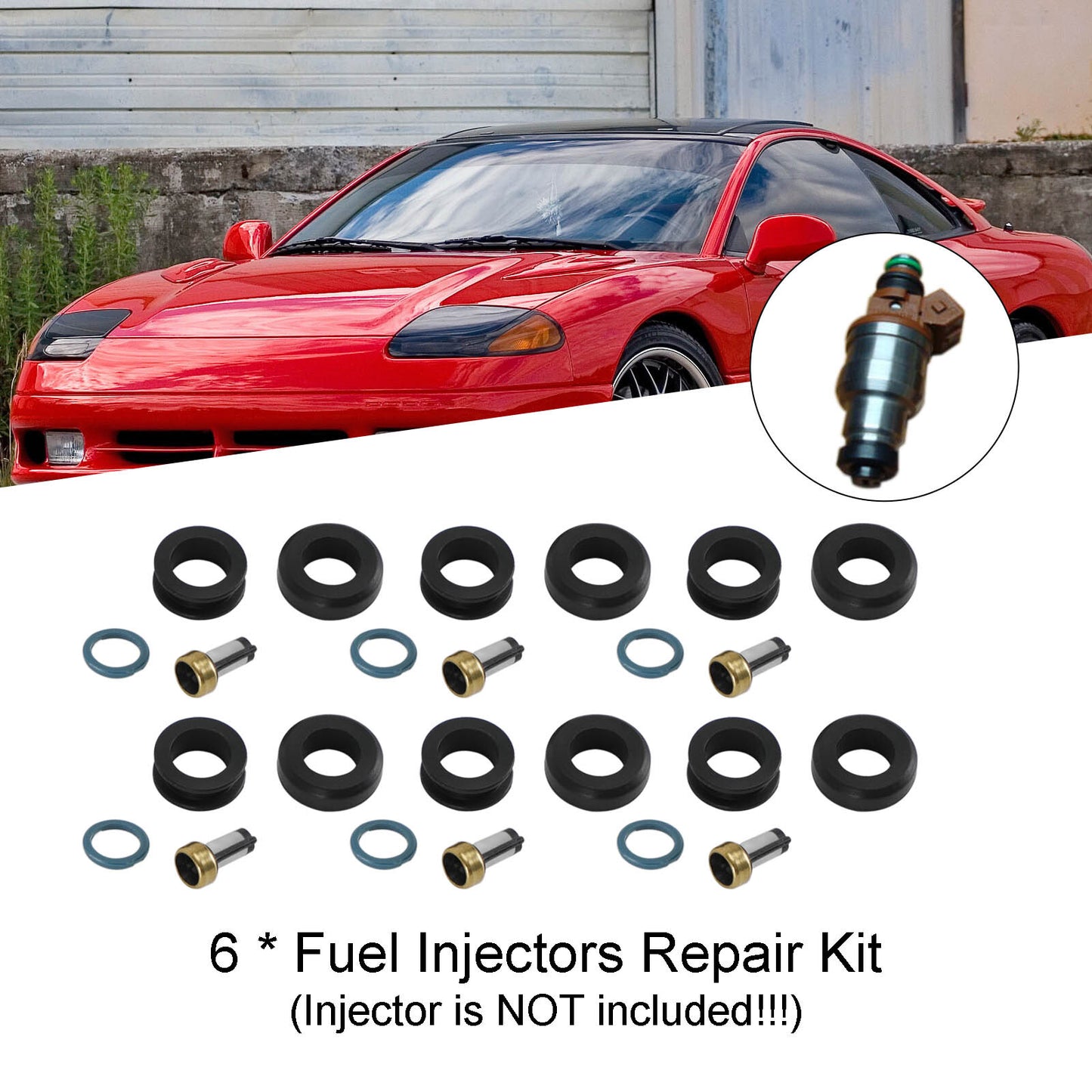 ya 1 8.5.4 6PCS Fuel Injectors Seal O-Ring Kit MD164888 for 3000GT INP-014