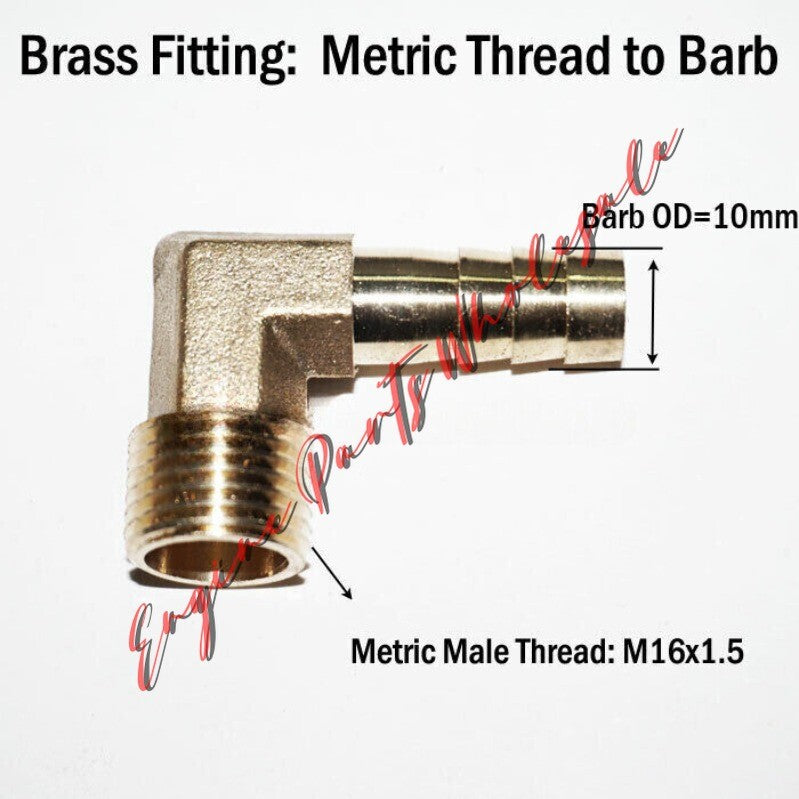 ya 16 M16 M16x1.5 Barb 10mm 3/8 in Hose Adapter Connector 90¡ãELBOW Metric Male Thread