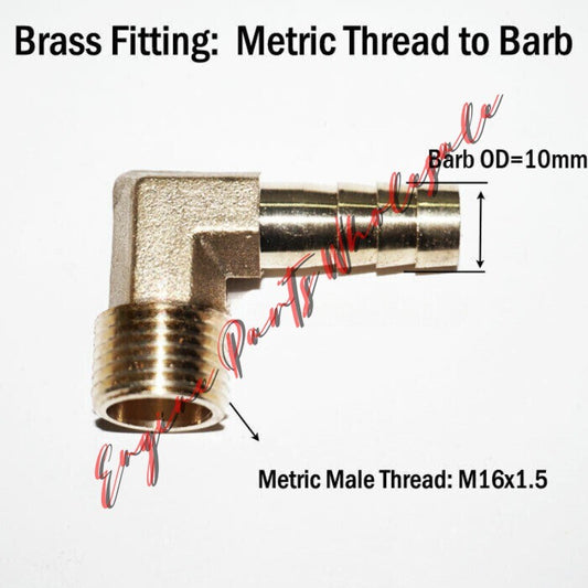 ya 16 M16 M16x1.5 Barb 10mm 3/8 in Hose Adapter Connector 90¡ãELBOW Metric Male Thread