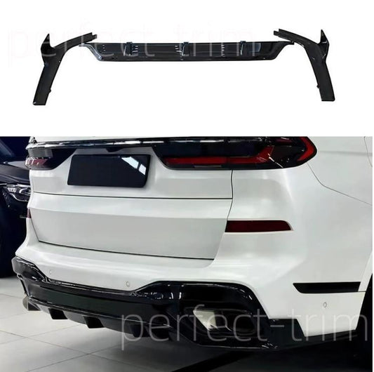 ya 4 6.17 for BMW X7 G07 2023-2024 ABS Glossy black Rear Bumper Diffuser Lip cover 3pcs