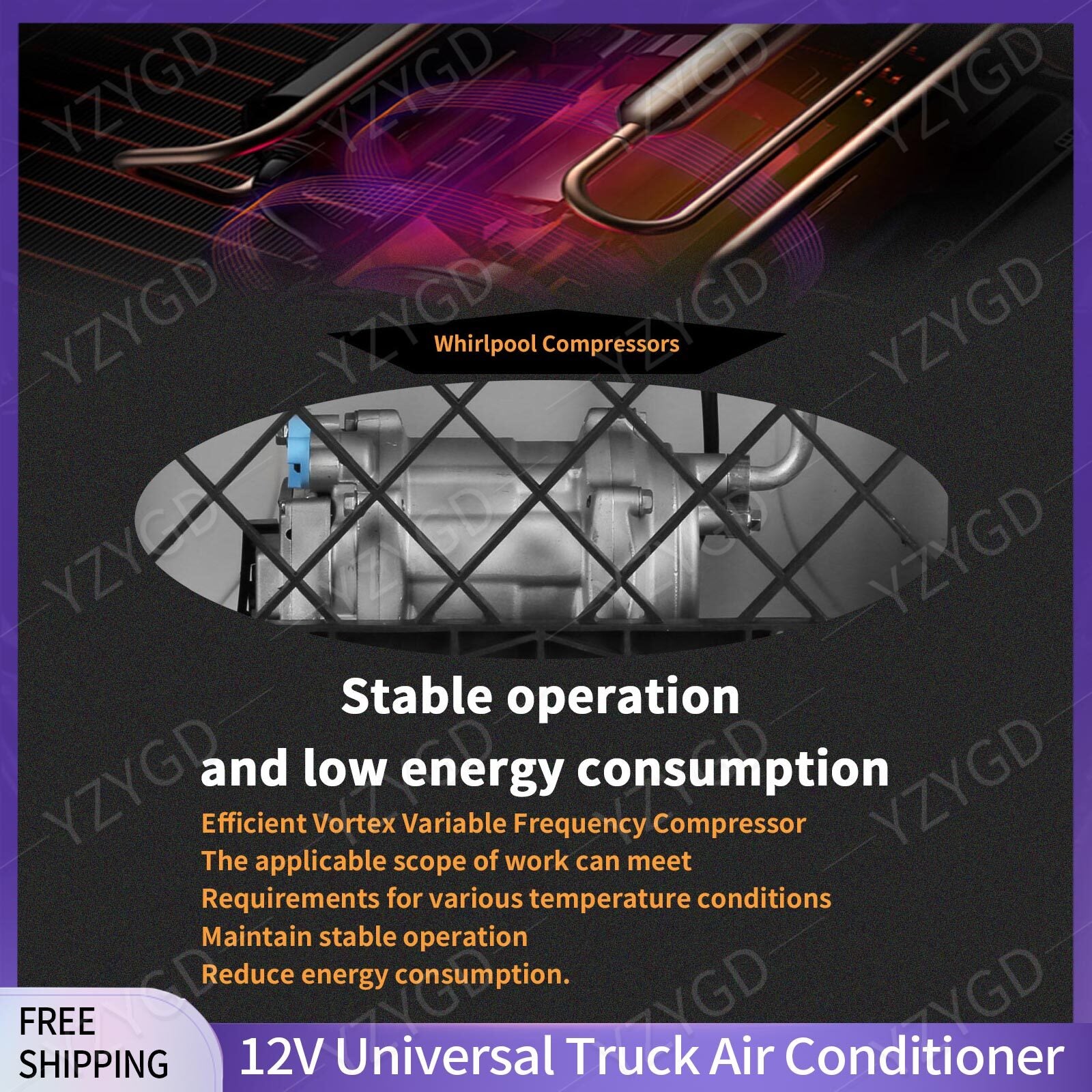 ya 5 8.7 For Semi Bus Cab RV Caravan Truck Split AC 12V 10000BTU Trucks Air Conditioner