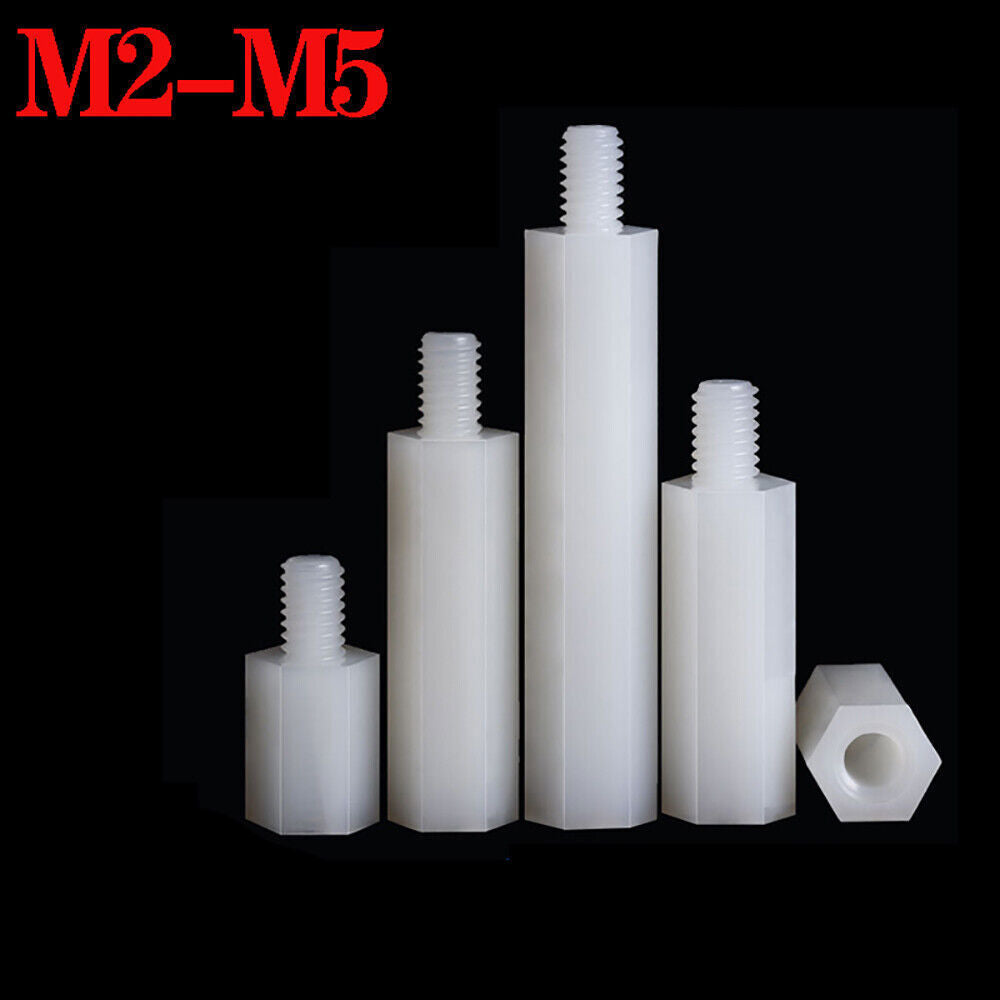 M2-M5 Male-Female Nylon Hex Column Standoff Spacer Support Pillar Isolate White