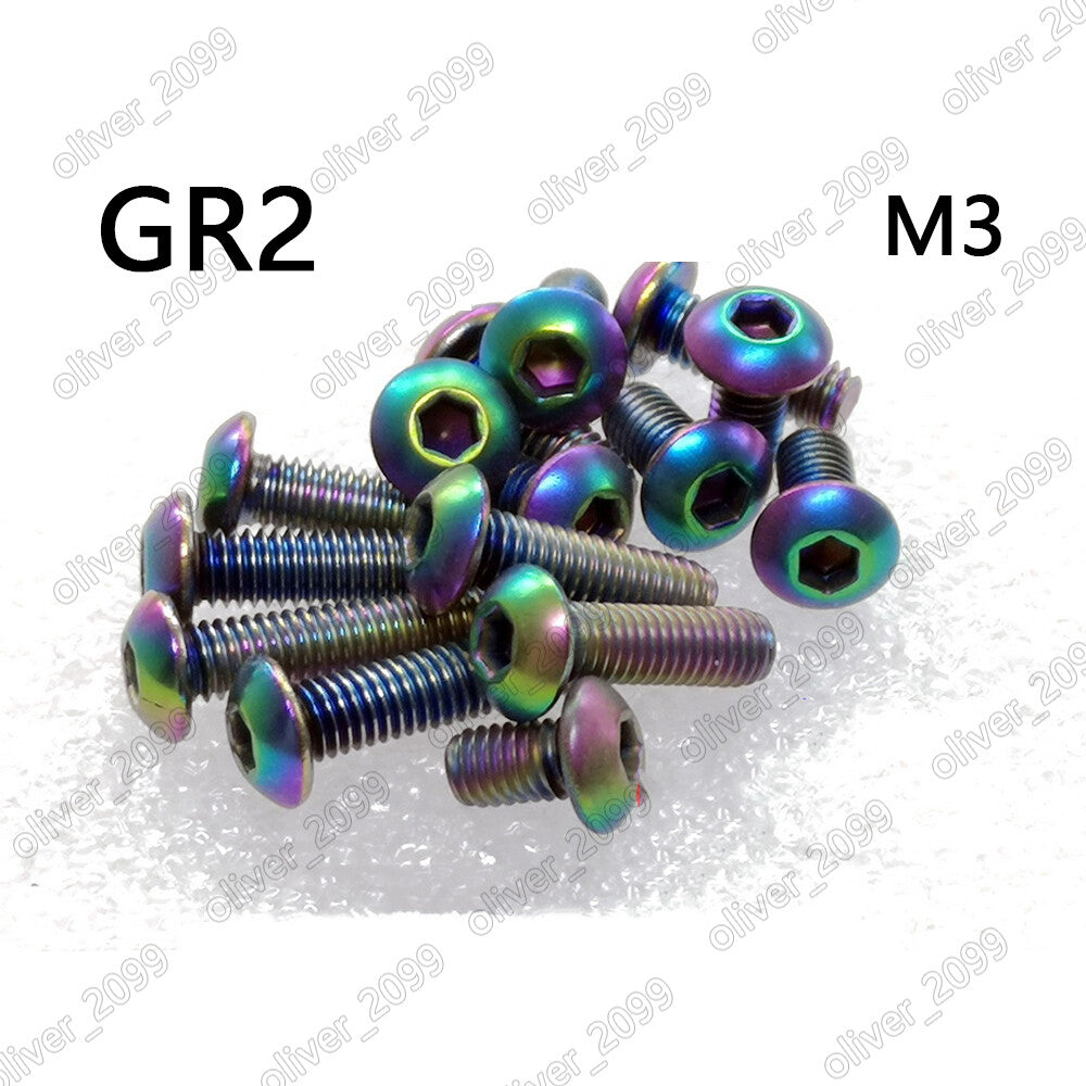 Colorful Titanium GR2 ISO7380 Hex Socket Bolts Button Head Screws M3