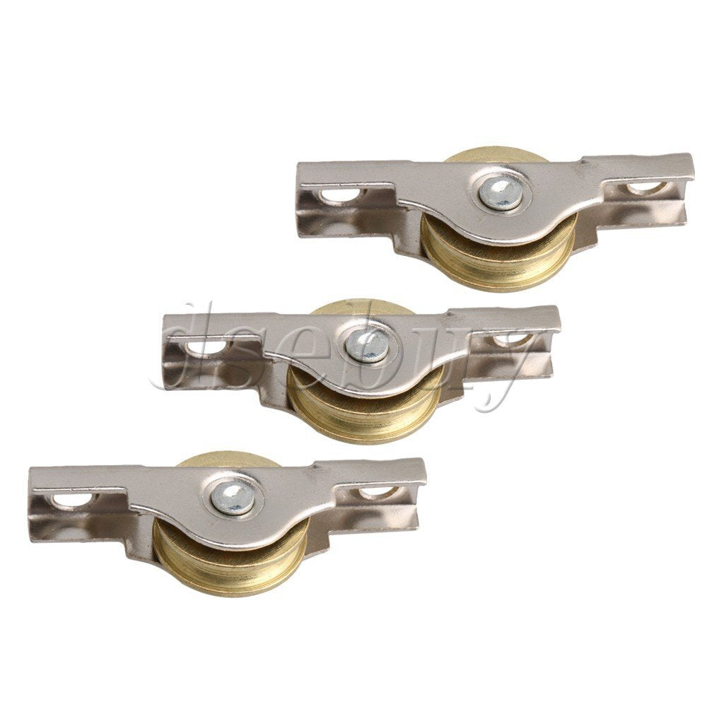 ya 14 20xWardrobes Cabinet Door Copper Slotted Sliding Roller Wheel 20mm Dia