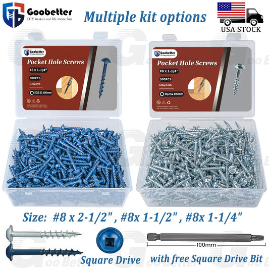 #8 Squar Drive Washer HeadPocket Hole Galvaniz Coarse Wood Screw Various length