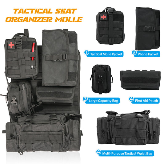 ya 12 5.22 Tactical Car Vehicle MOLLE for SEAT Back Pouch Cover Protector Storage Bag Organizer