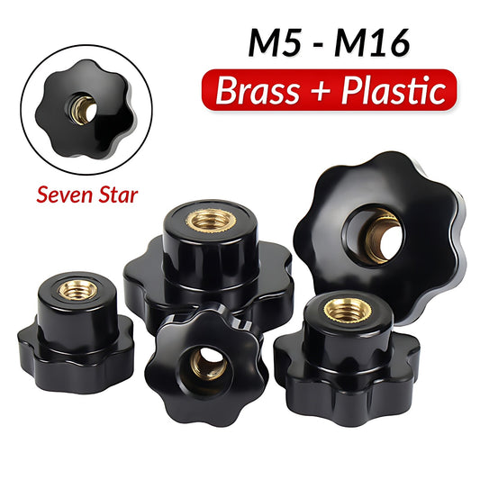M5 to M16 Knob Female Thread Plastic Star Clamping Nut Knob Screw Machine Handle