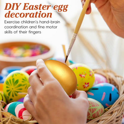 ya 25 12Pcs Easter tural Wooden Easter Eggs Decorative Party Favors Wood