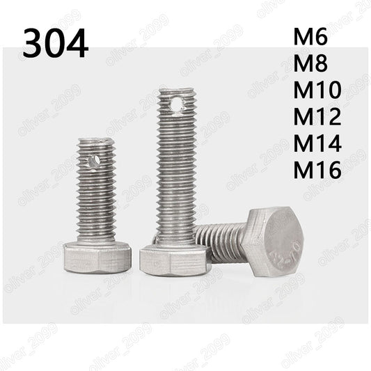 304 Stainless Steel Hexagon Bolts With Split Pin Hole on Shank M6 M8 M10 M12 M16