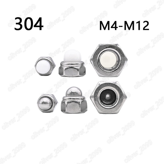 304SS Prevailing Torque Type Hexagon Domed Cap Nuts With Nonmetallic Insert