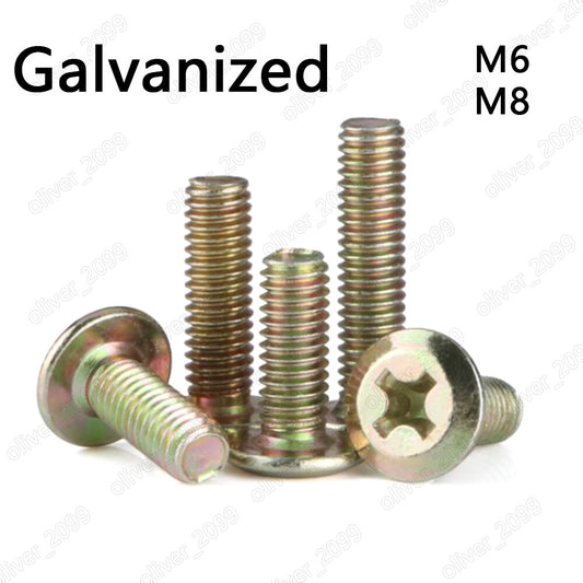 Color Zinc Steel Furniture Connector Bolts Phillips FLAT HEAD Screws M6 M8