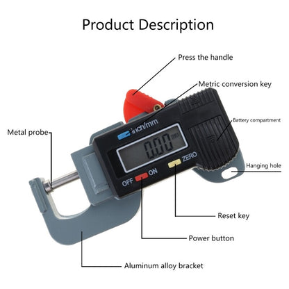 ya 14 Digital Dial Thickness Gauge Caliper Meter Electronic Micrometer LCD Display