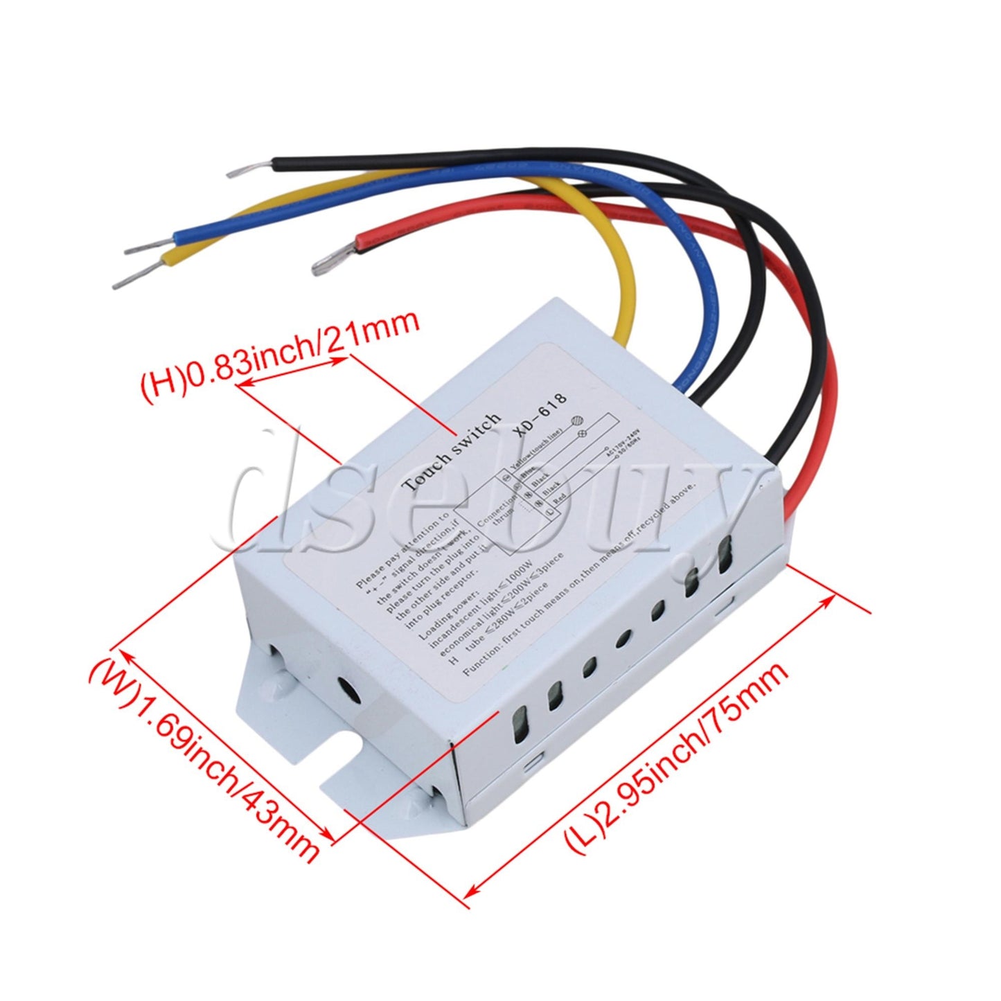 ya 14 170V to 2 On/Off Touch Switch for Bathroom Lamp Light Pipe XD-618