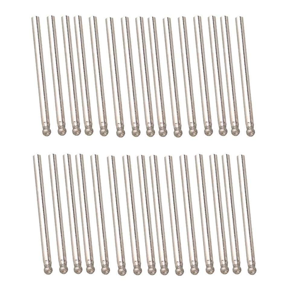 ya 25 30PCS 3mm Silver Burrs Glass Drill Bit Round ball head Metal 150#
