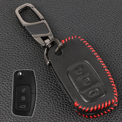ya 5 8.7 Button PU Leather Remote Fob Key Ring Case Cover for Ford Fiesta Focus Mondeo