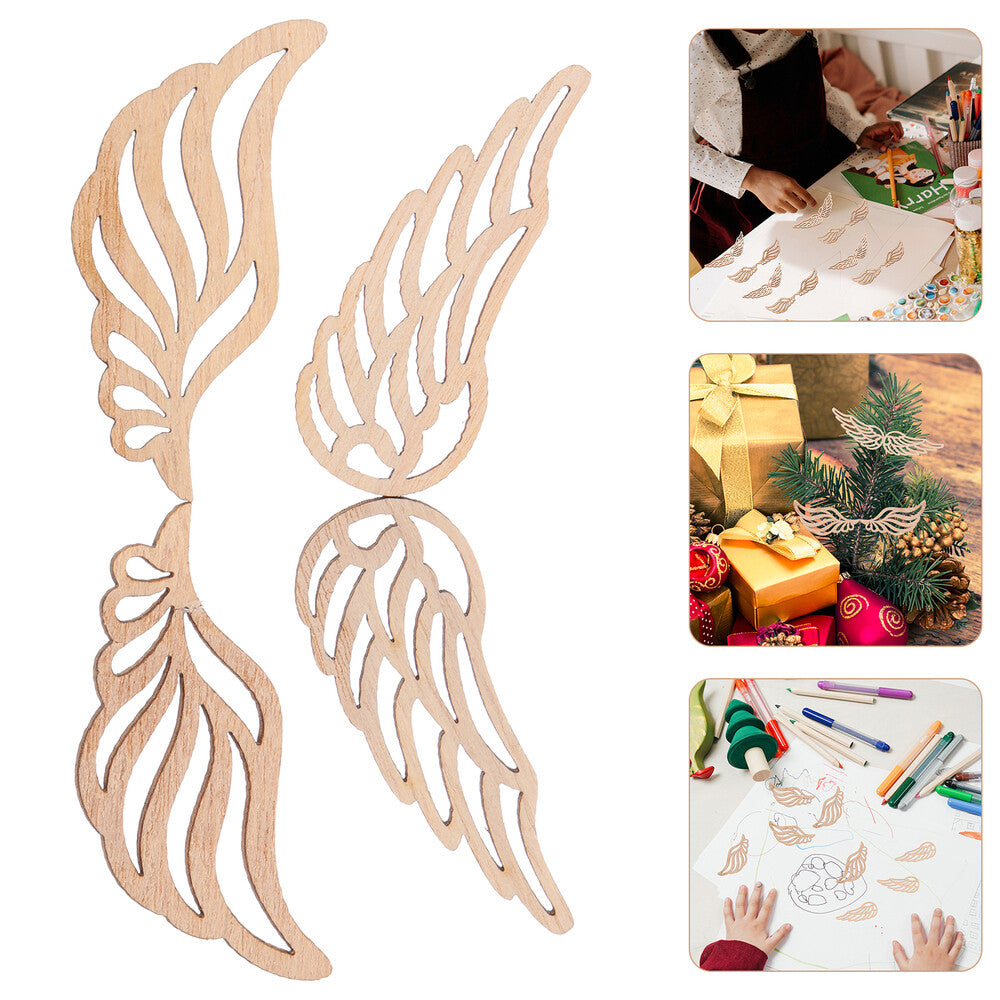 ya 25 100 Pcs Angel Wings Wooden DIY Chips Baby Unfinished Crafts Decor for Or ments