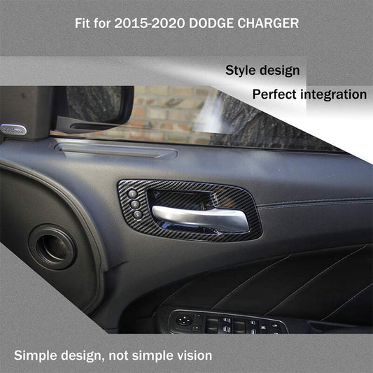 ya 1 7.4 Interior door handle bowl cover decorative carbon fiber for Dodge for Charger 16-21