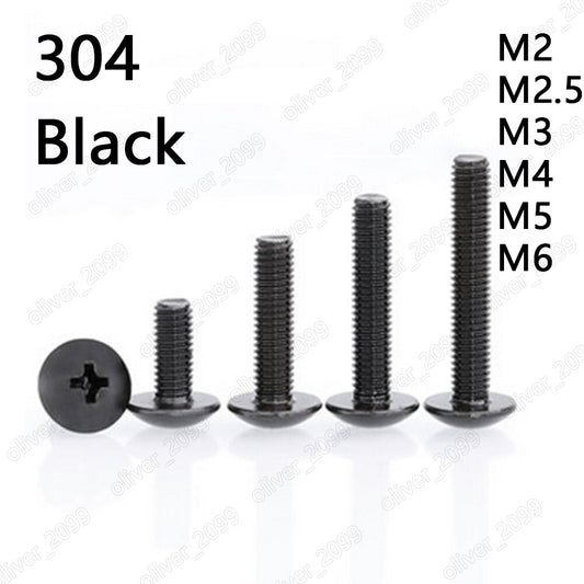 Black 304 Stainless Steel Phillips Cross Truss Head Machine Screw M2 M3 M4 M5 M6