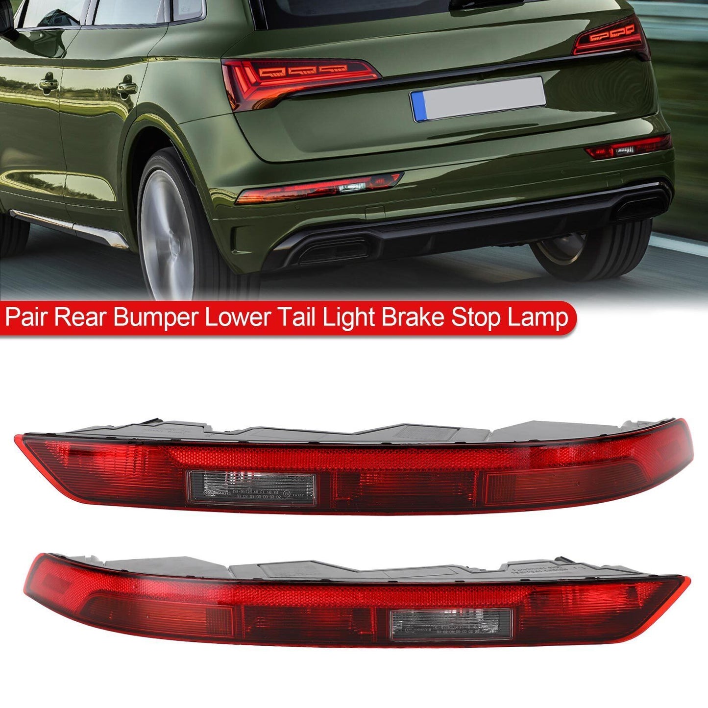 ya 1 8.12 baidi Pair Rear Bumper Lower Tail Light Brake Stop Lamp for Audi Q5 18-2021 US Ver. SG