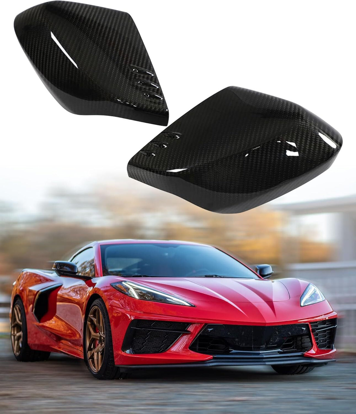 ya 11 10.28 Real Carbon Side Mirror Cover Cap For C8 for Corvette Stingray Z06 Z51 2LT 