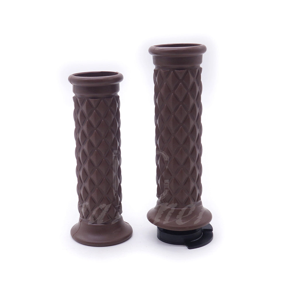 ya 5 8.7 7/8 Brown Motorcycle Hand Grip Throttle Handlebar Open Bar End Chopper Bobber