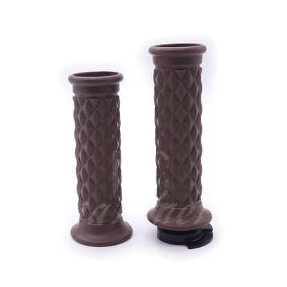 ya 5 8.7 7/8 Brown Motorcycle Hand Grip Throttle Handlebar Open Bar End Chopper Bobber