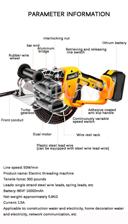 ya 14 Electric threading machine Cable Pushing and Pulling Tool Wall Threading Machine