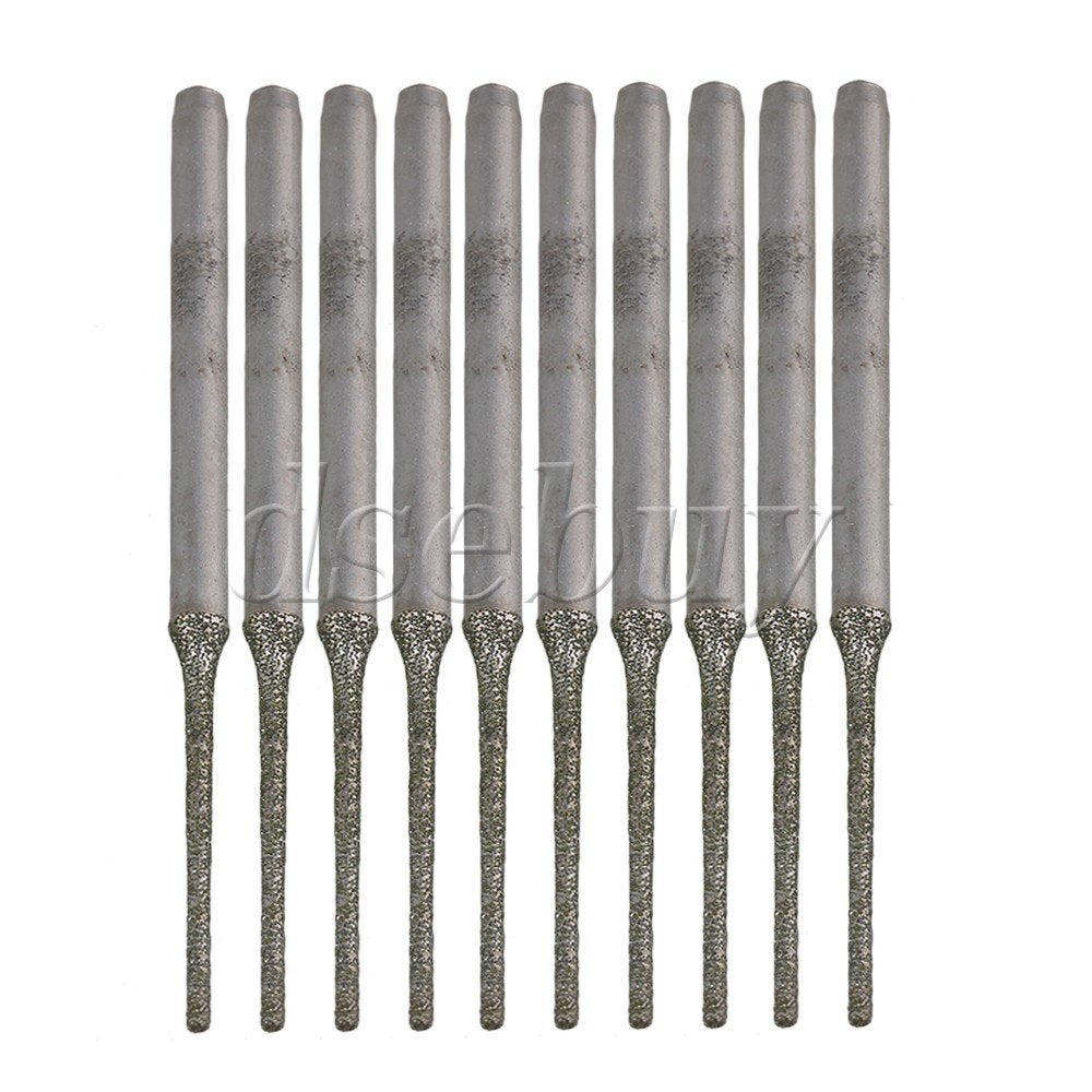 ya 25 10x Lapidary Diamond Coated Solid Bits Gems Drilling 1mm Silver