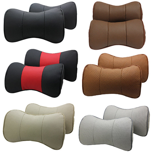 ya 12 5.22 2pc Car for SEAT Headrest Neck Cushion Pillows Real Leather Universal Multiciolor