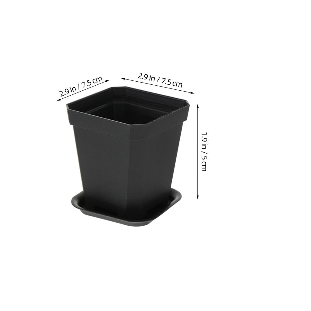 ya 14 10Pcs Plastic Flowerpots Thick Square with Tray for Garden