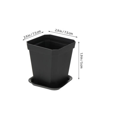 ya 14 10Pcs Plastic Flowerpots Thick Square with Tray for Garden