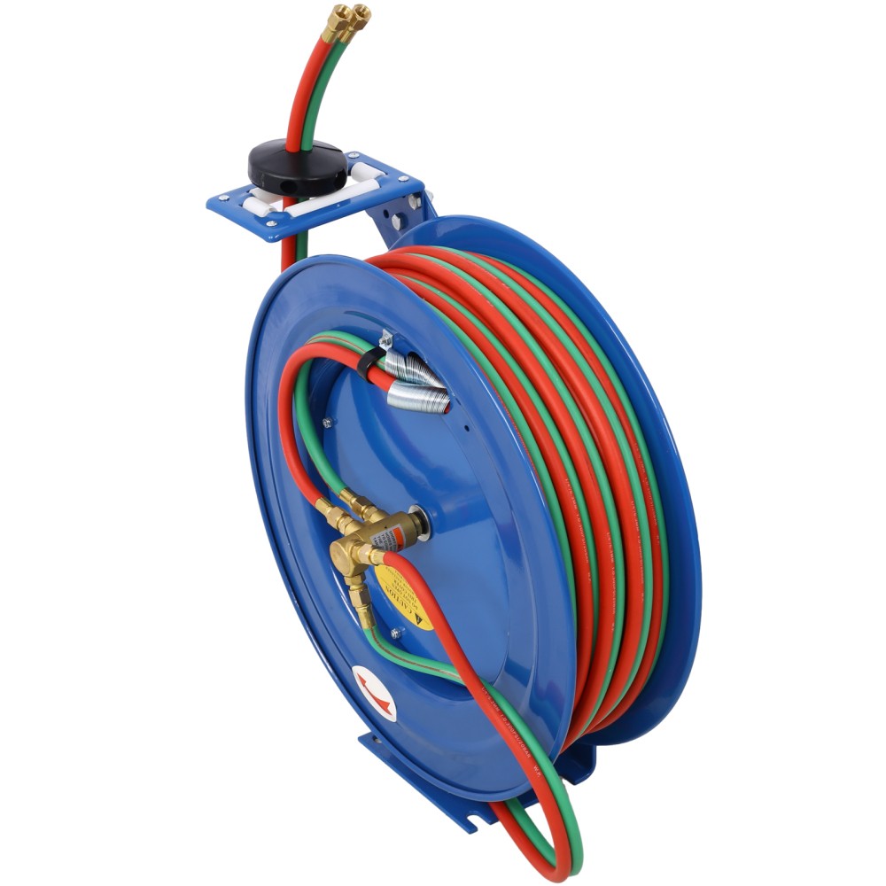 ya 28 1/4 x 100 Foot Twin Oxygen Acetylene Rubber Hoses Welding Hose Reel Retractable